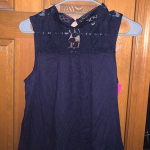 High neck navy lacy dress NWT